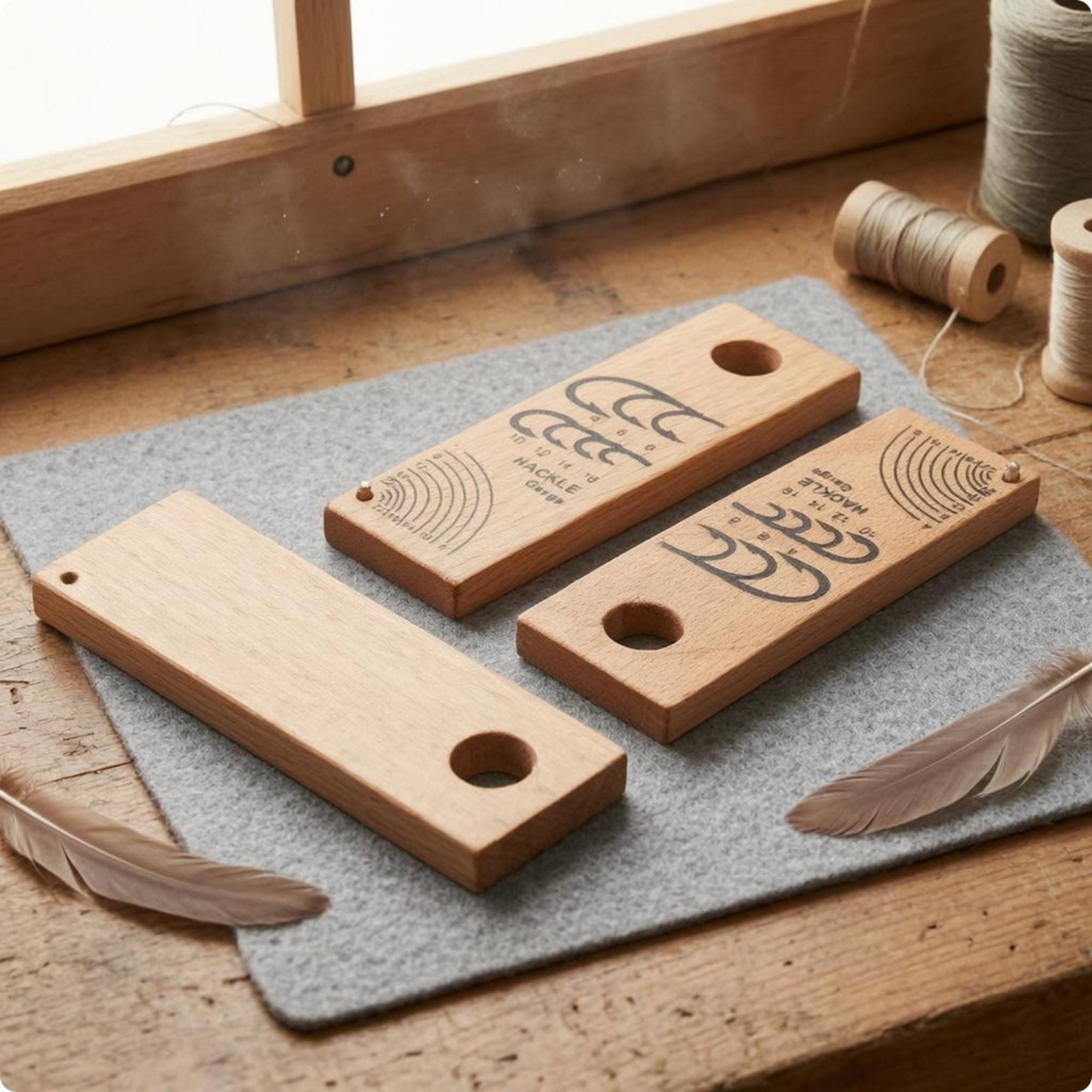 Marking Tools In Workshop - 3 Pieces Hook and Hackle Gauge