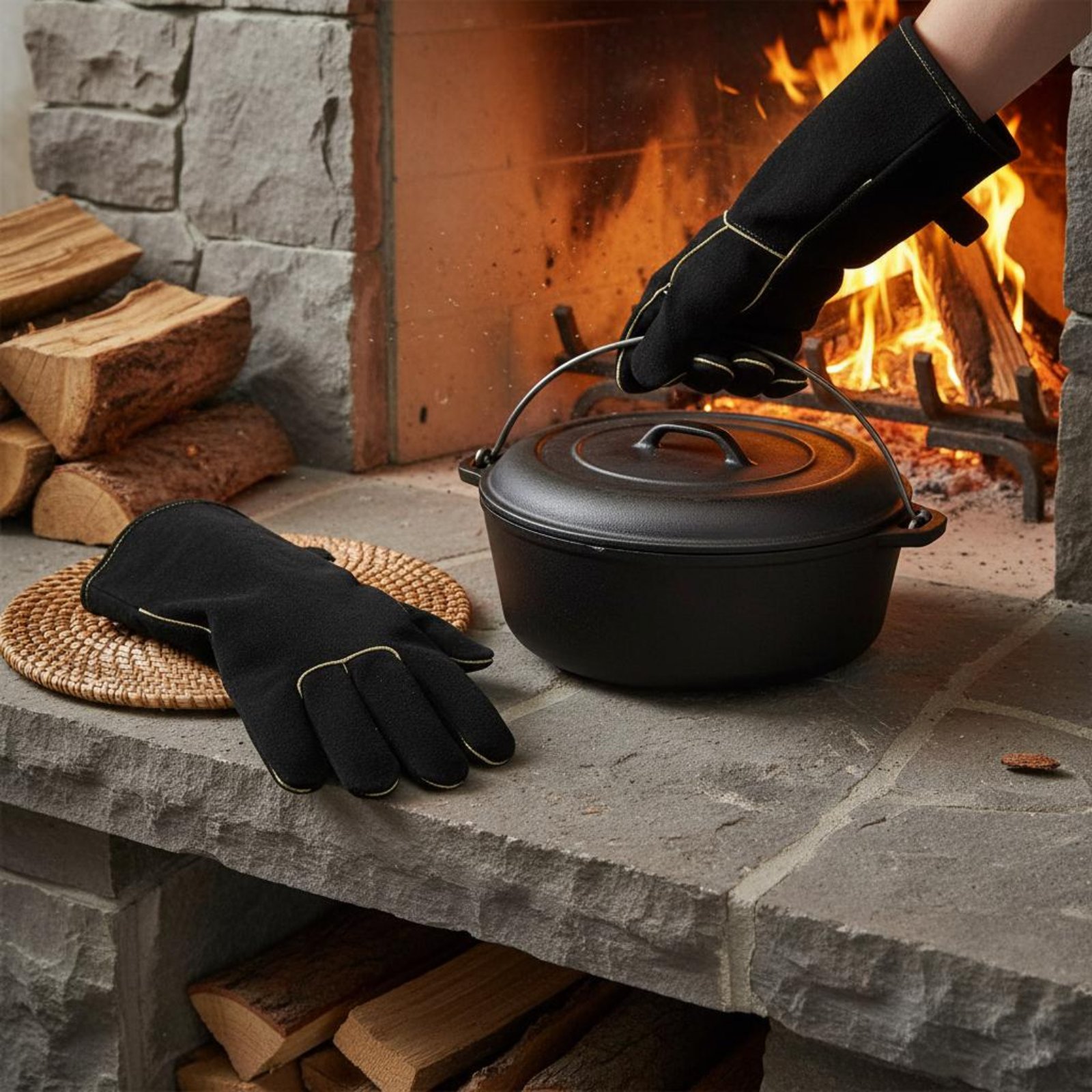 Workshop Tools Safety - Long Cuff BBQ Gloves Anti-Scald Heat